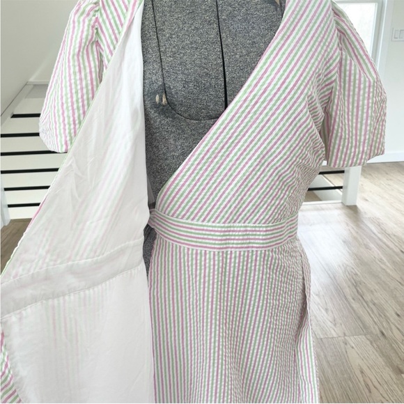 NWT S M Draper, James RSVP, green, pink and white striped wrap dress - Picture 3 of 3